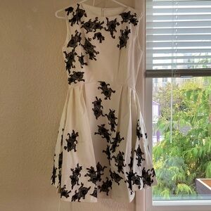 White formal dress with black laces